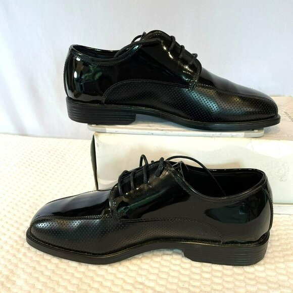 Barclay Shoe Co Jazz Oxford Men's After Six Black Patent Tuxedo Shoes Size 9.5 W - Picture 7 of 12